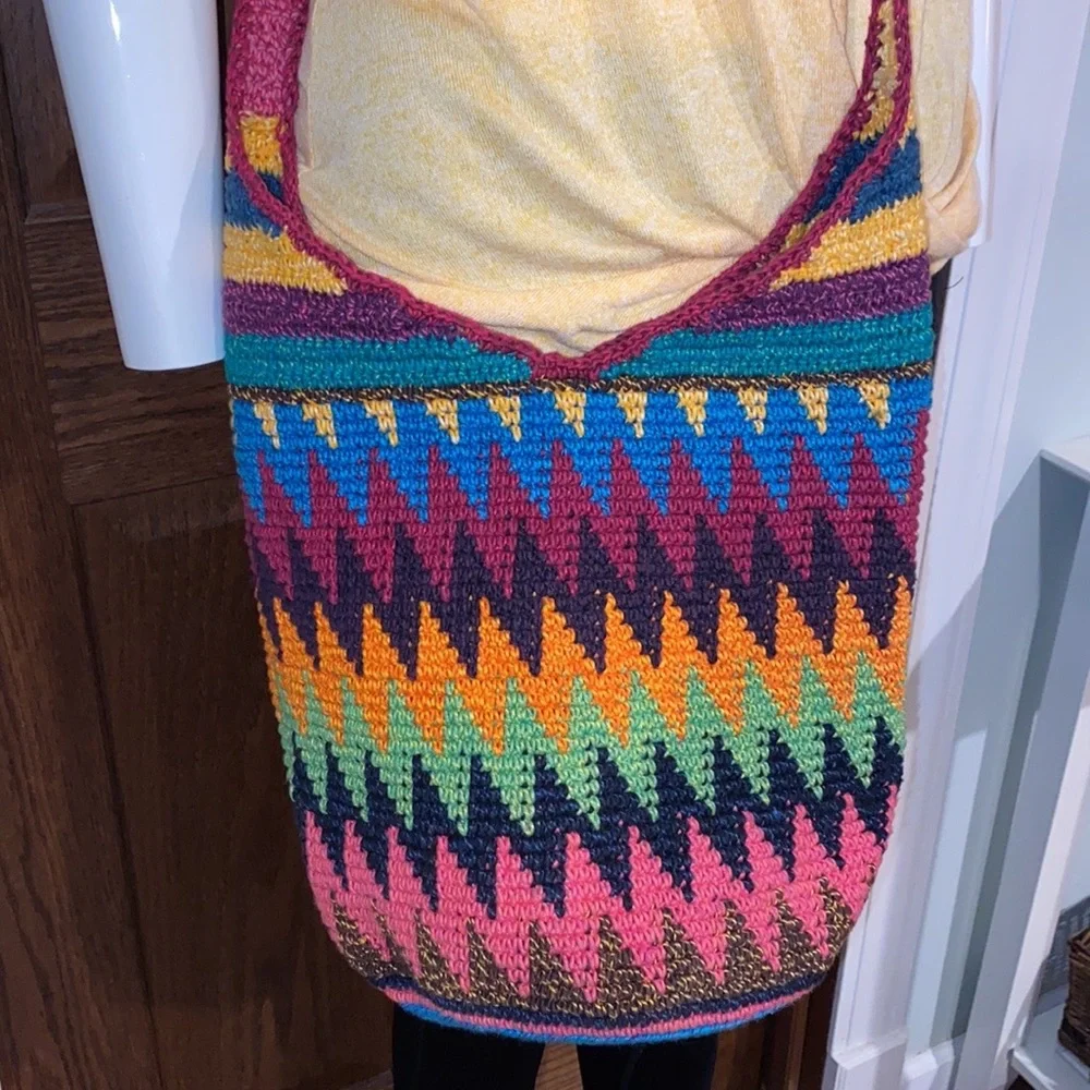 Hand Crochet Muli-colored Woven Hobo Bag
